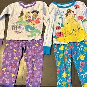 Disney Princess Kids Pajama Set - Belle, Rapunzel, Ariel and Tiana